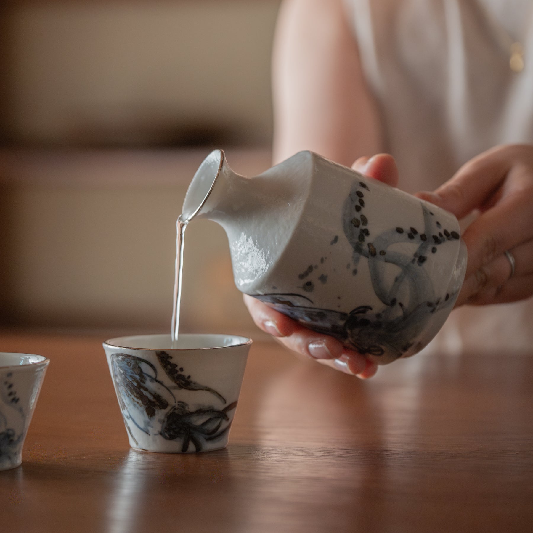 Sake-Set „Meerestiere in Blau"