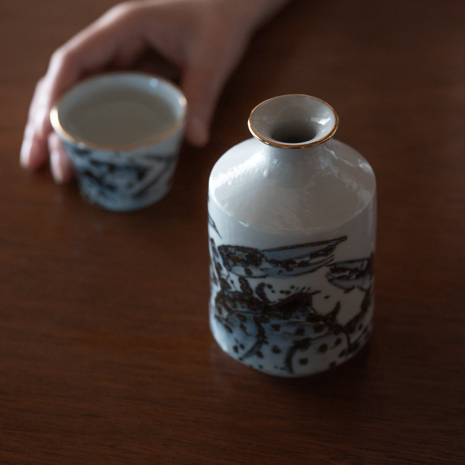 Sake-Set „Meerestiere in Blau"