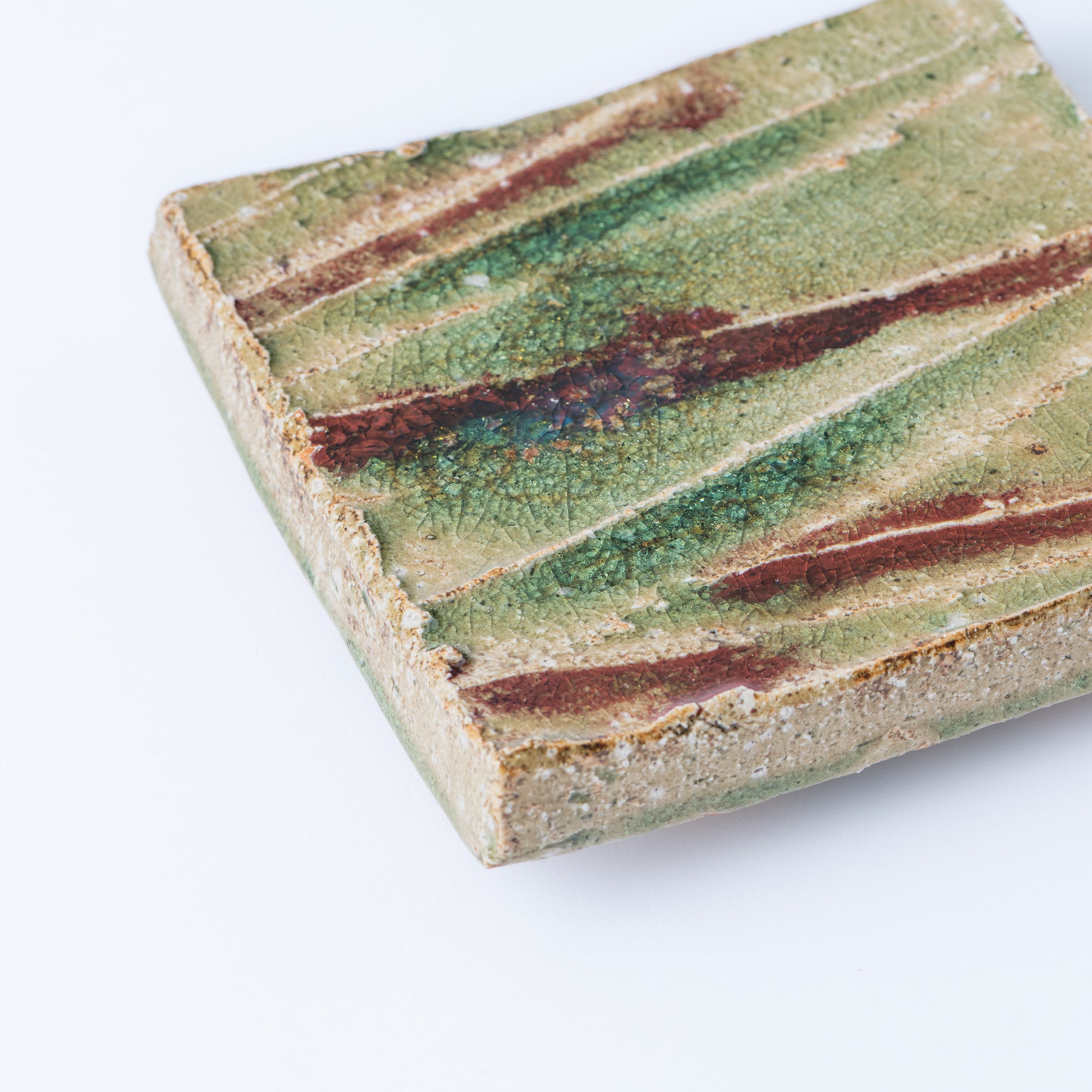 Iga Green and Red Square Side Plate