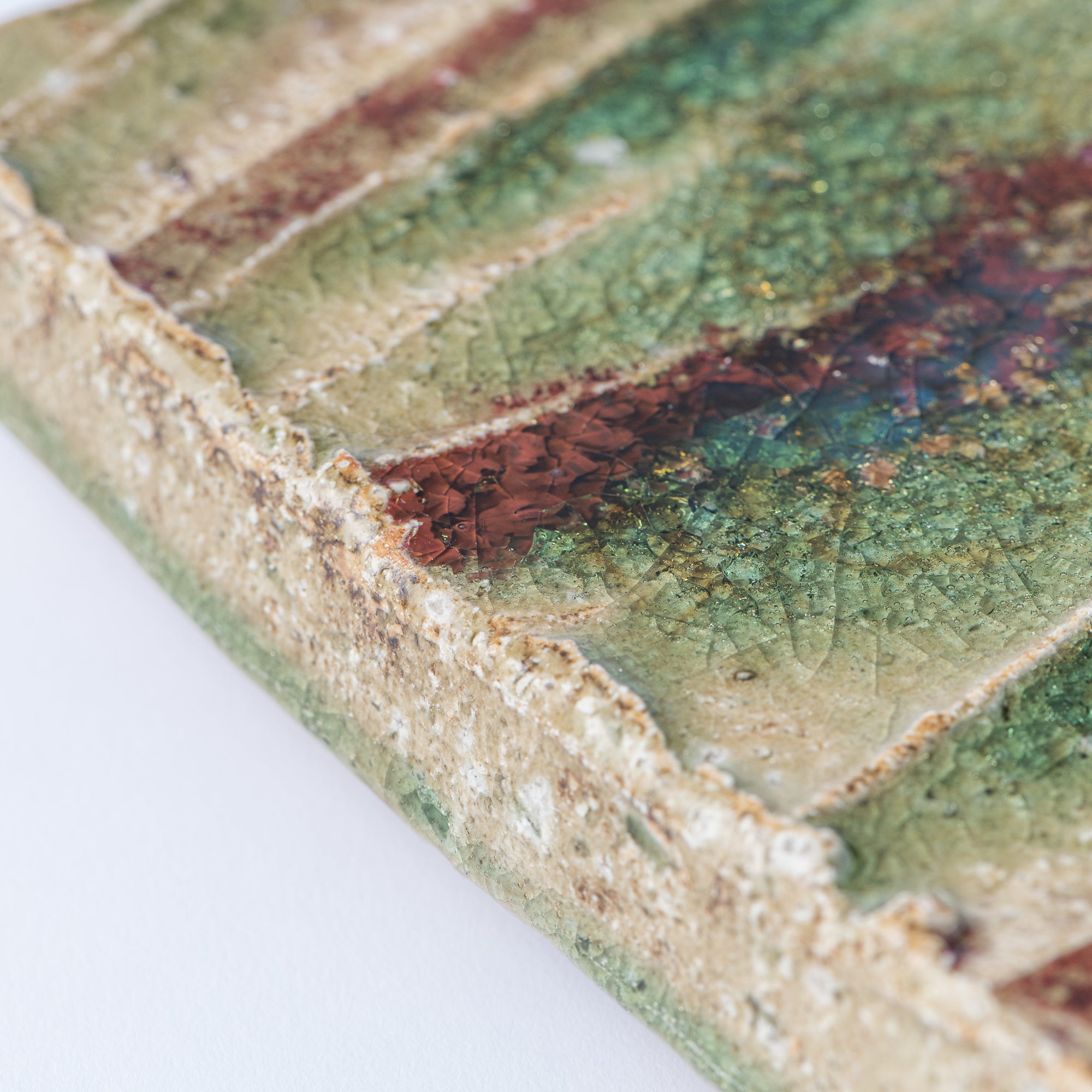 Iga Green and Red Square Side Plate