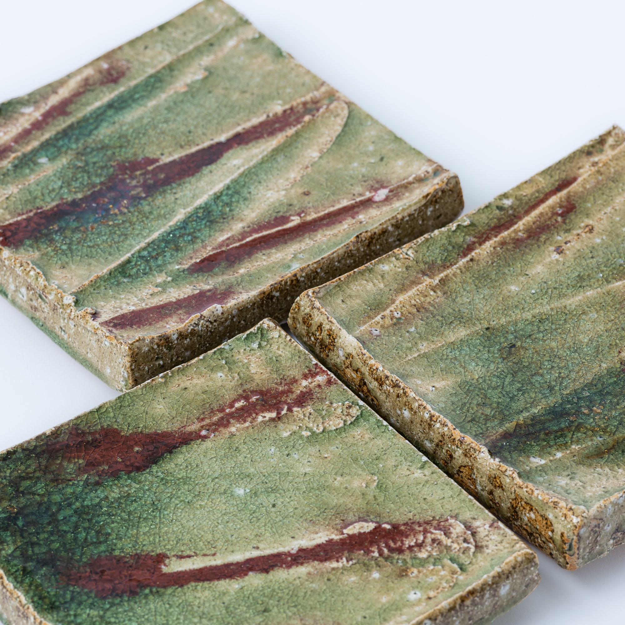 Iga Green and Red Square Side Plate