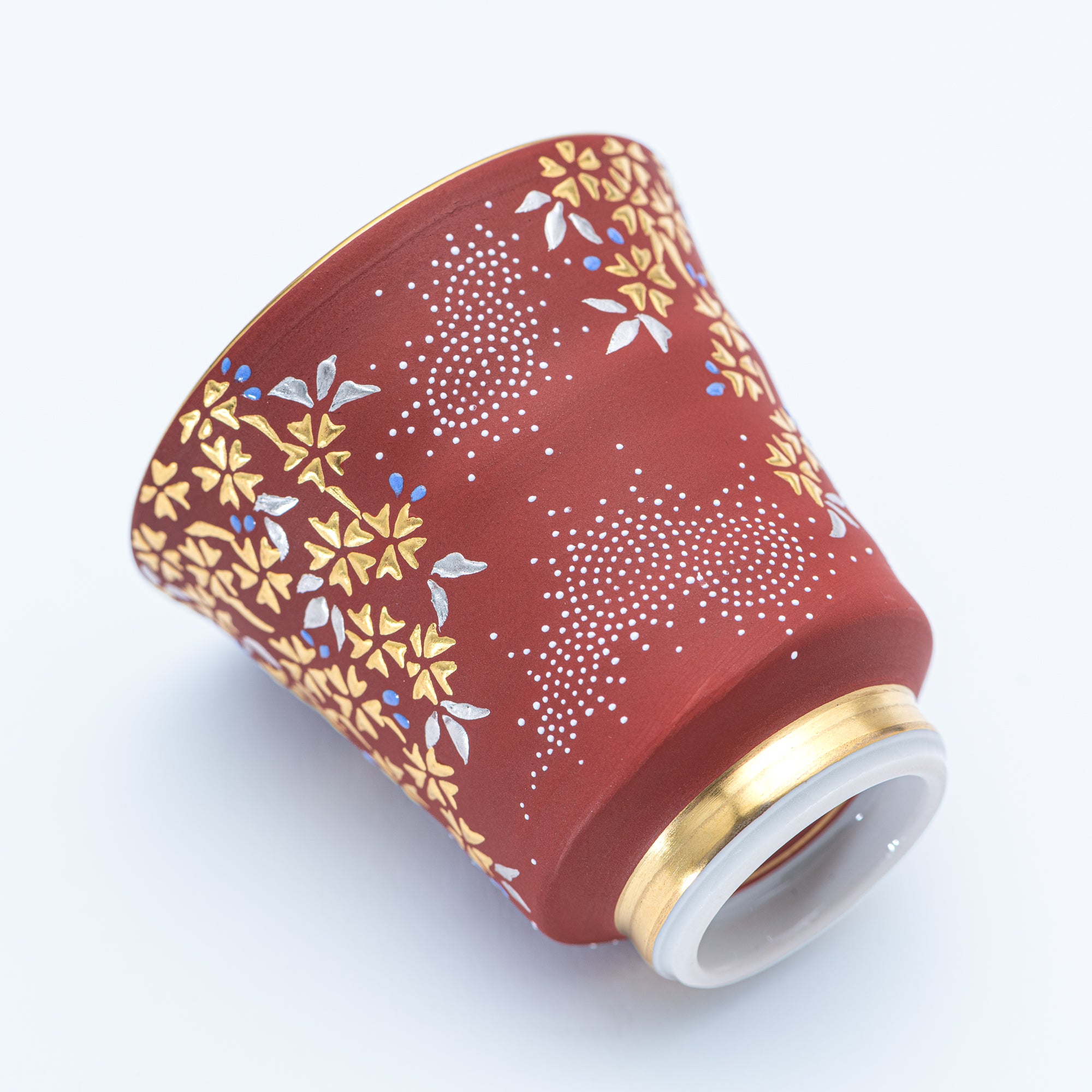 Copa de sake Morikin Shirochibu con sakura llorón rojo