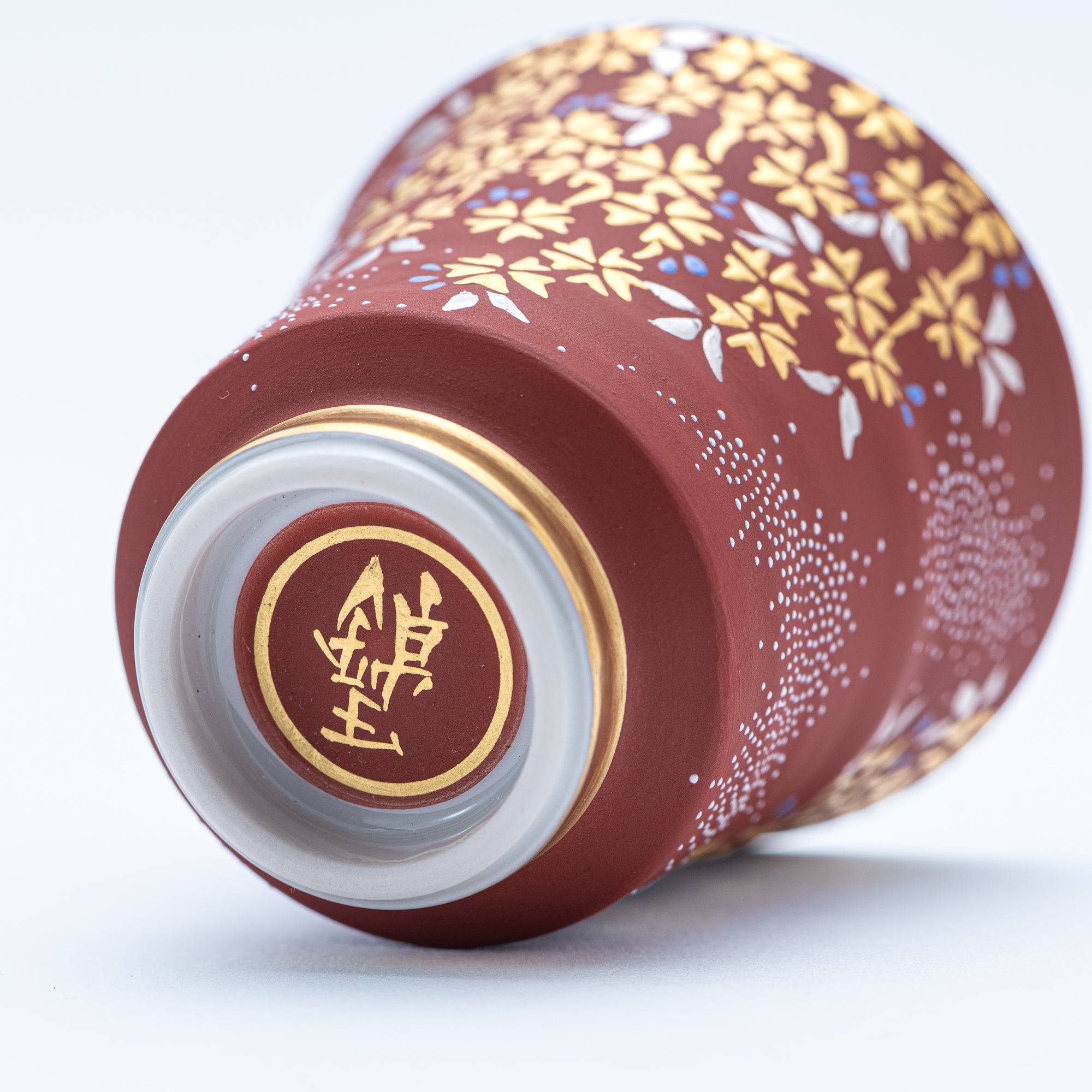 Copa de sake Morikin Shirochibu con sakura llorón rojo