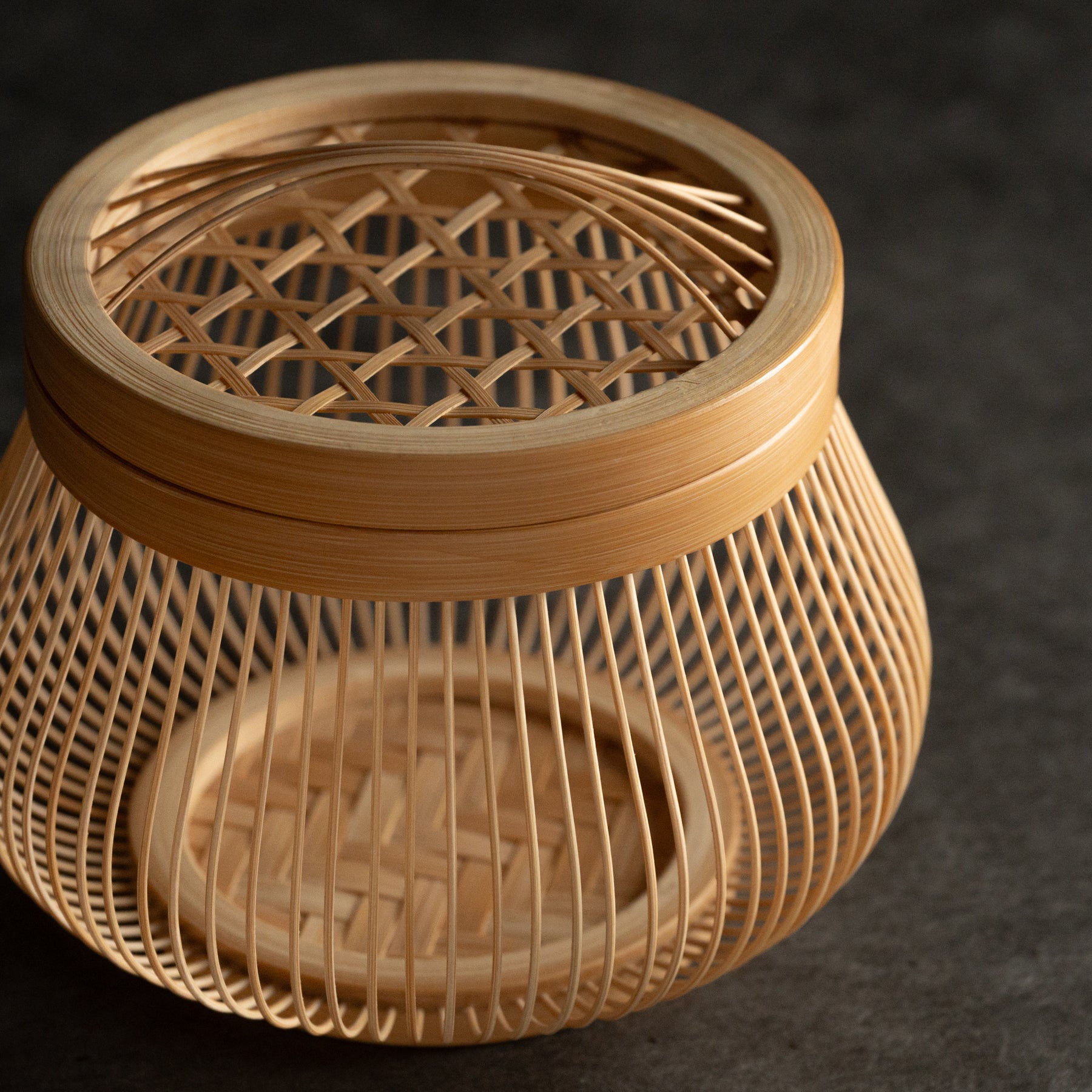 Hexagonal Patterned Basketry Basket with Lid