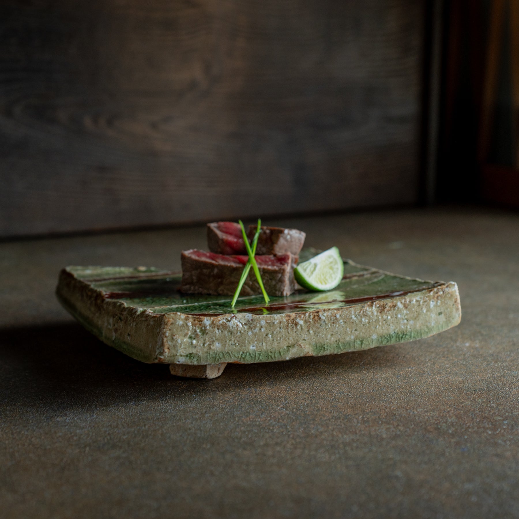 Iga Green and Red Square Side Plate