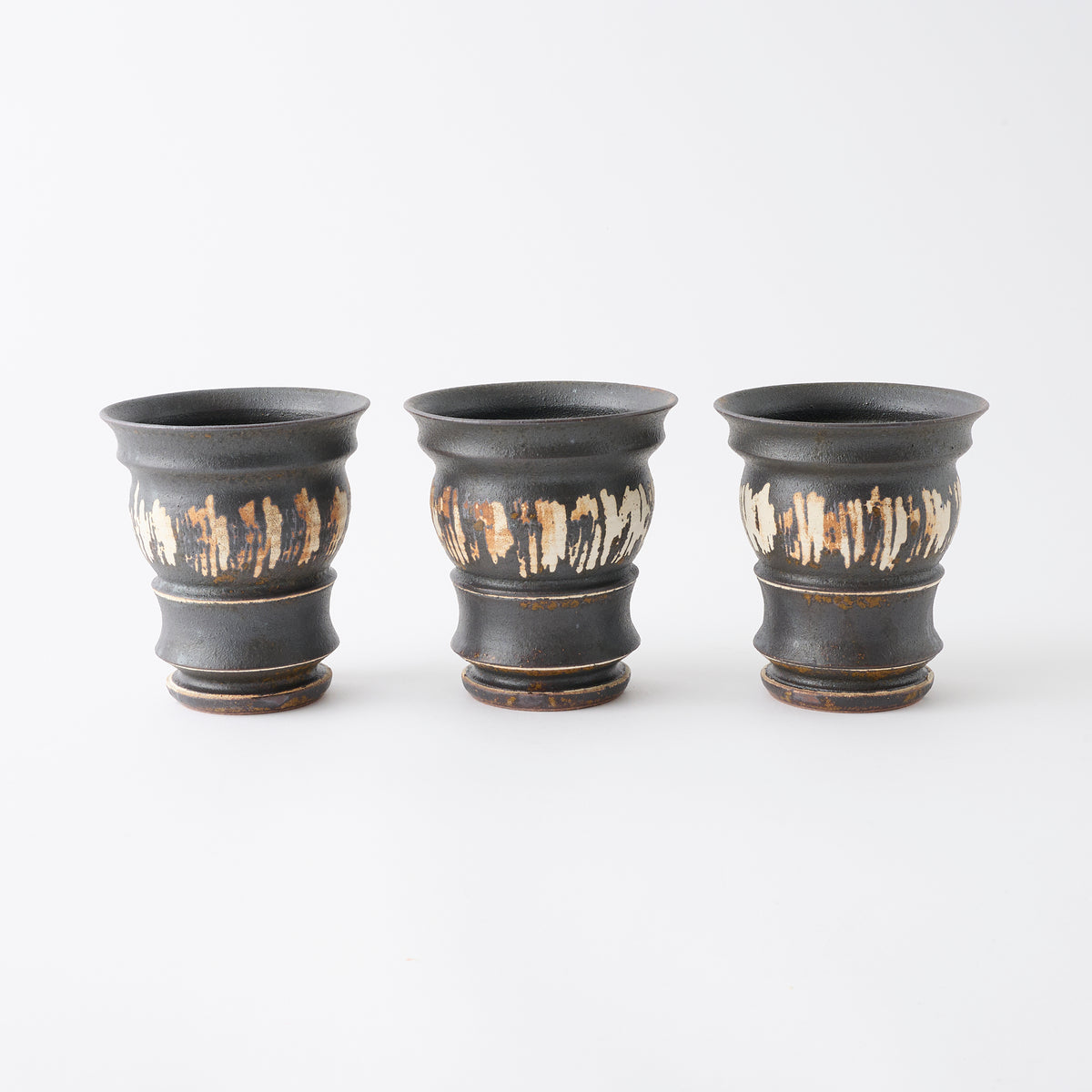 Torch White Inlay on Black Plant Pot 4.7 In