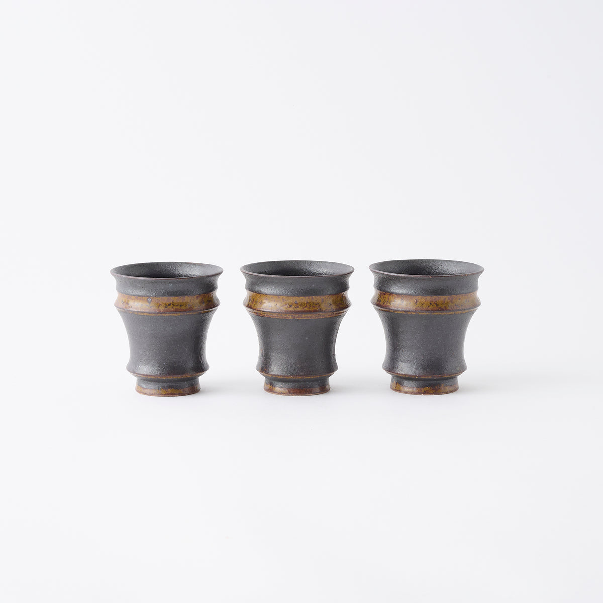 Torch Brown Inlay on Black Plant Pot 3.1 In