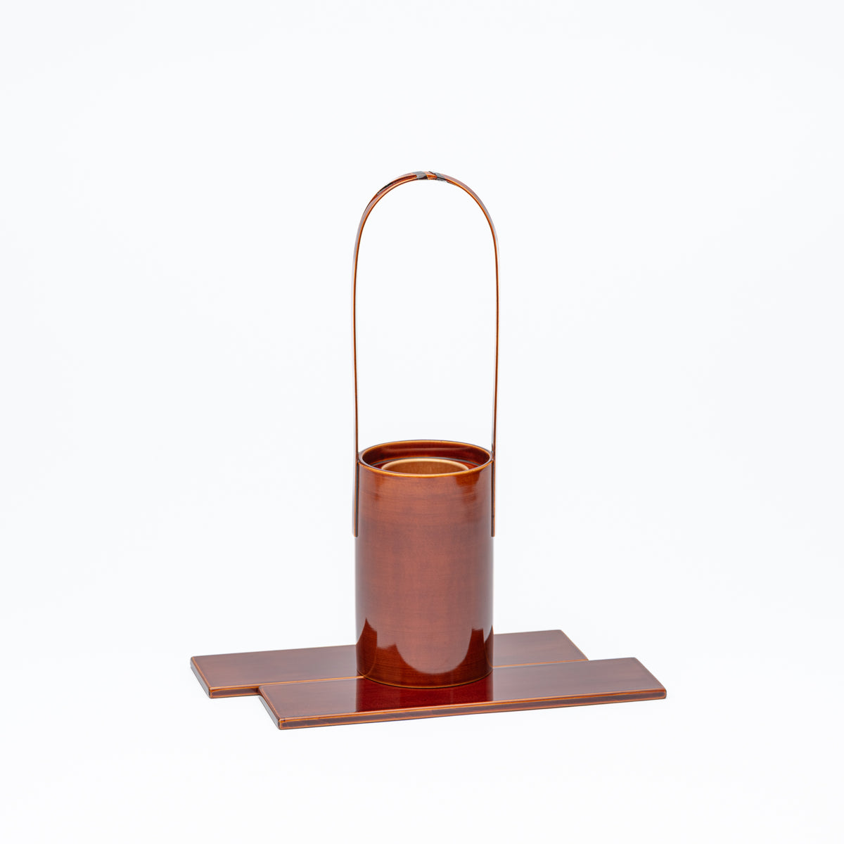 Golden Amber Flower Vase with Handle