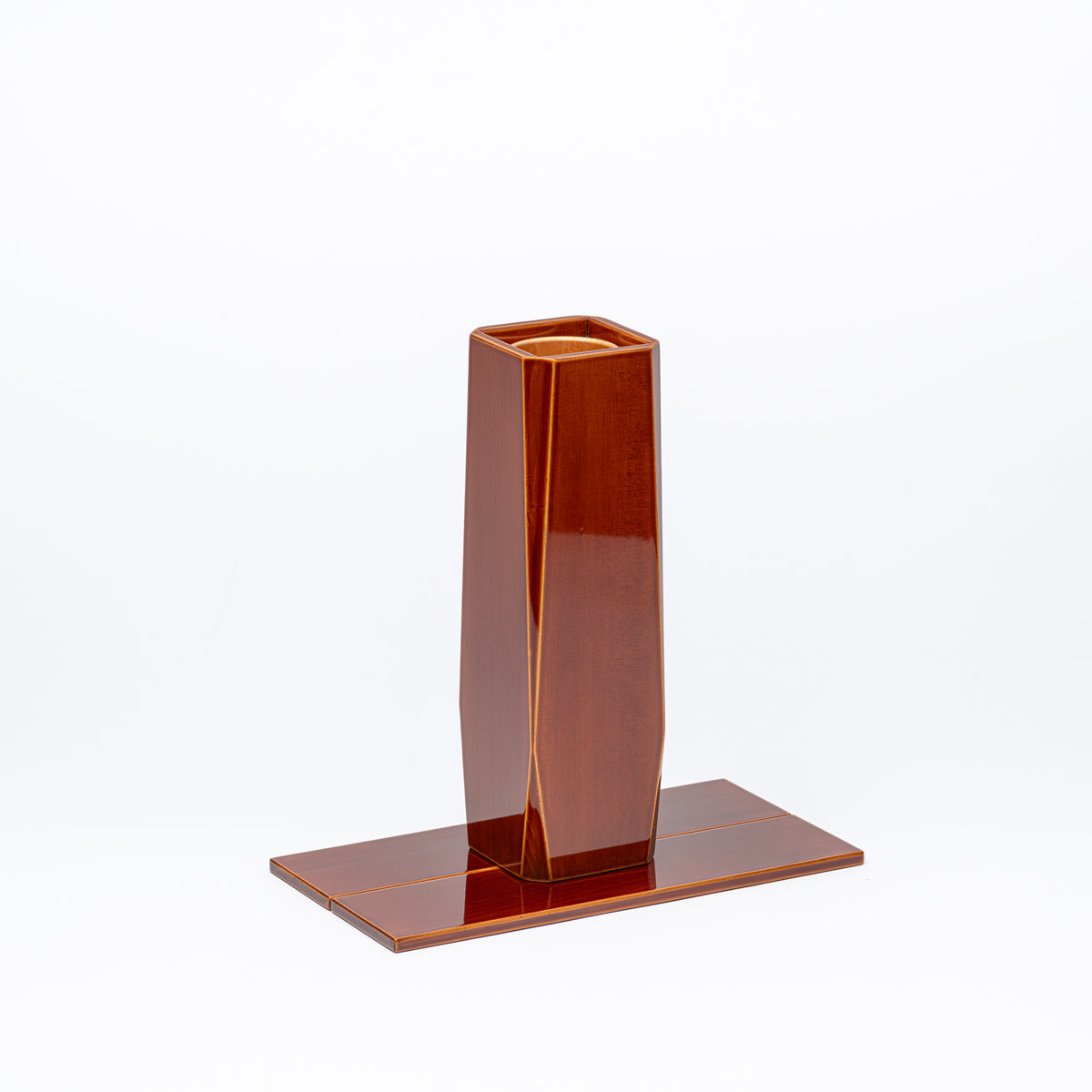 Golden Amber Corner-Cut Flower Vase