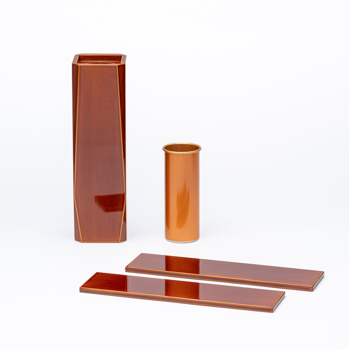 Golden Amber Corner-Cut Flower Vase