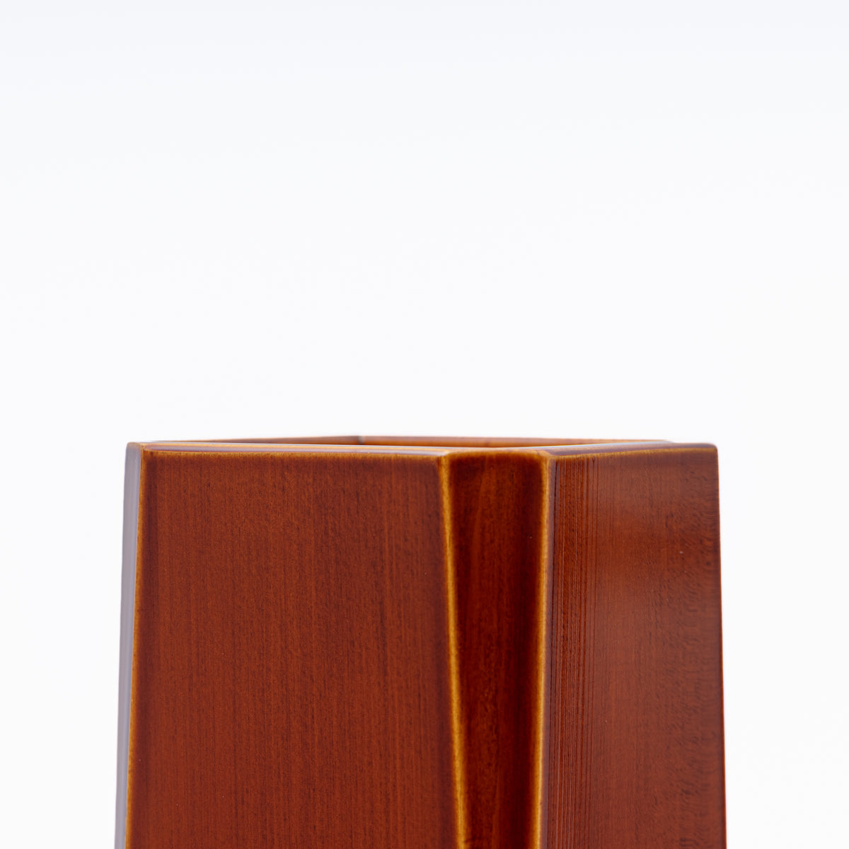 Golden Amber Corner-Cut Flower Vase