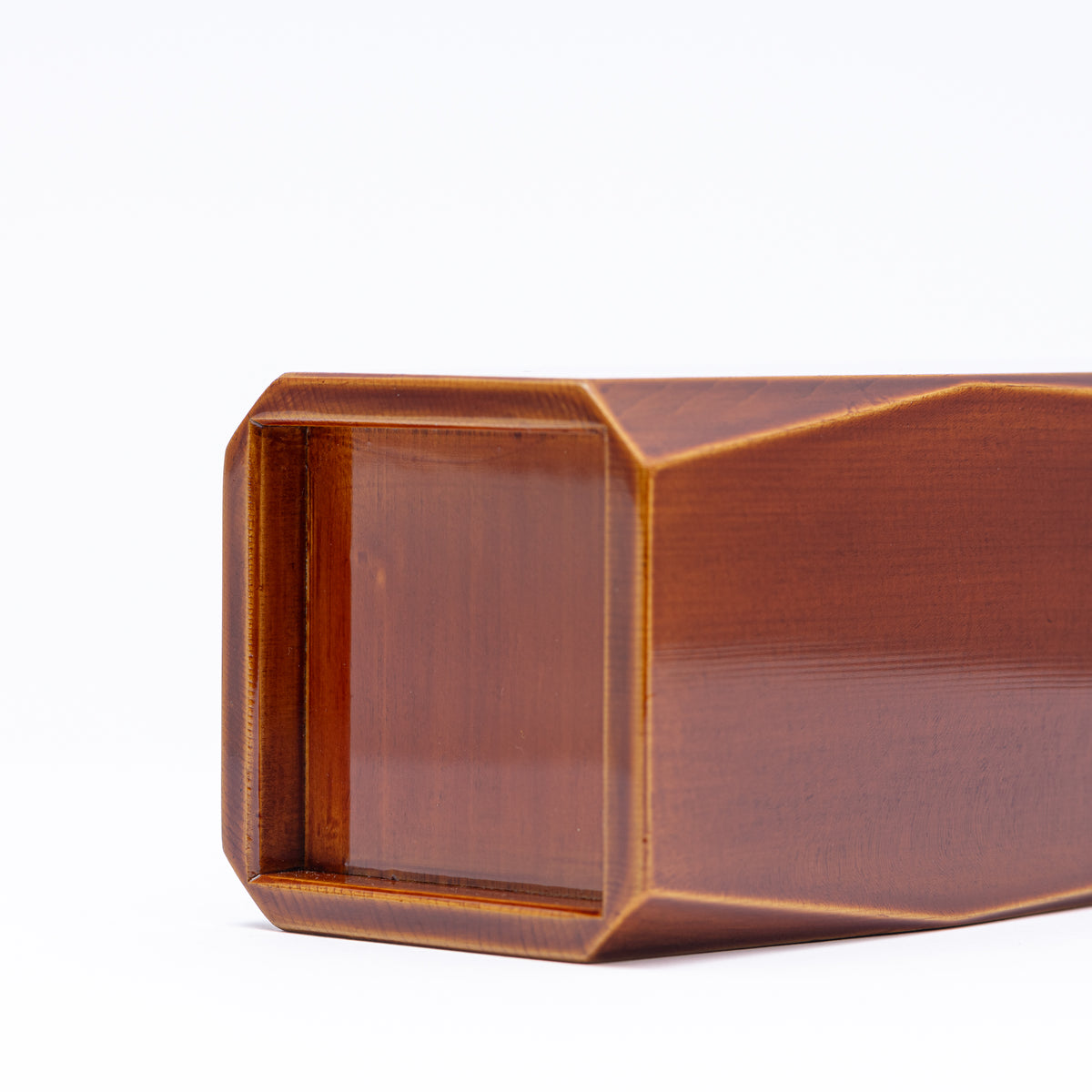 Golden Amber Corner-Cut Flower Vase