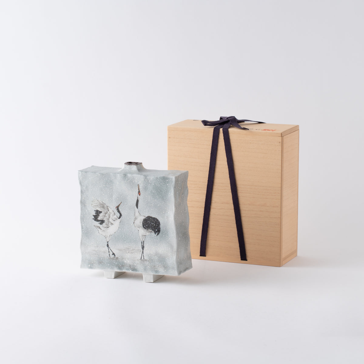 Vase japonais Grues dansant dans la neige