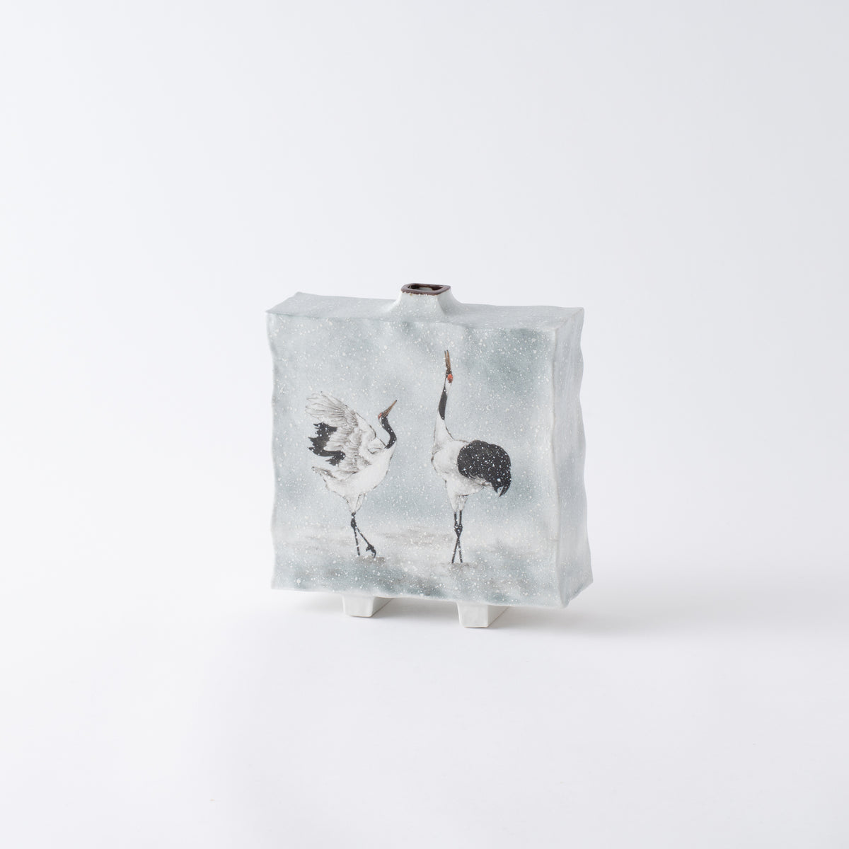 Vase japonais Grues dansant dans la neige