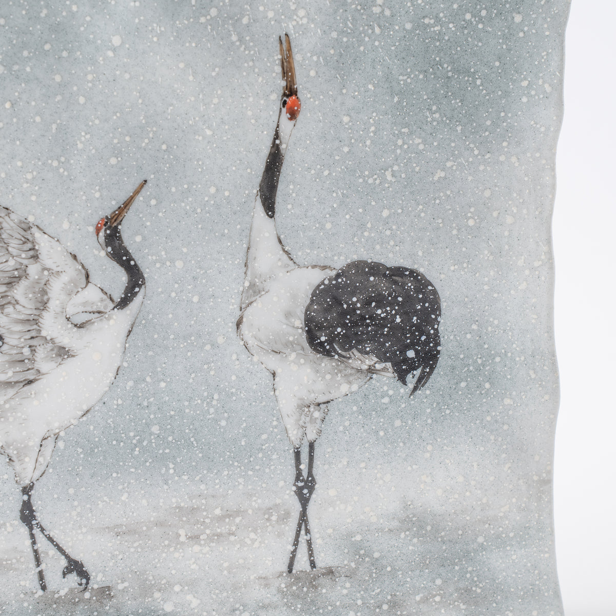 Vase japonais Grues dansant dans la neige