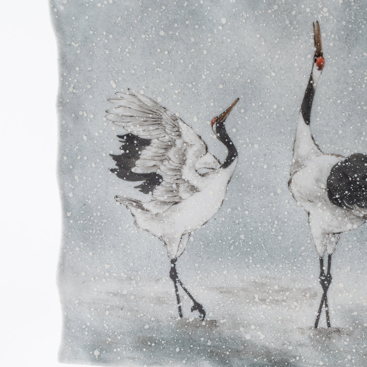 Vase japonais Grues dansant dans la neige
