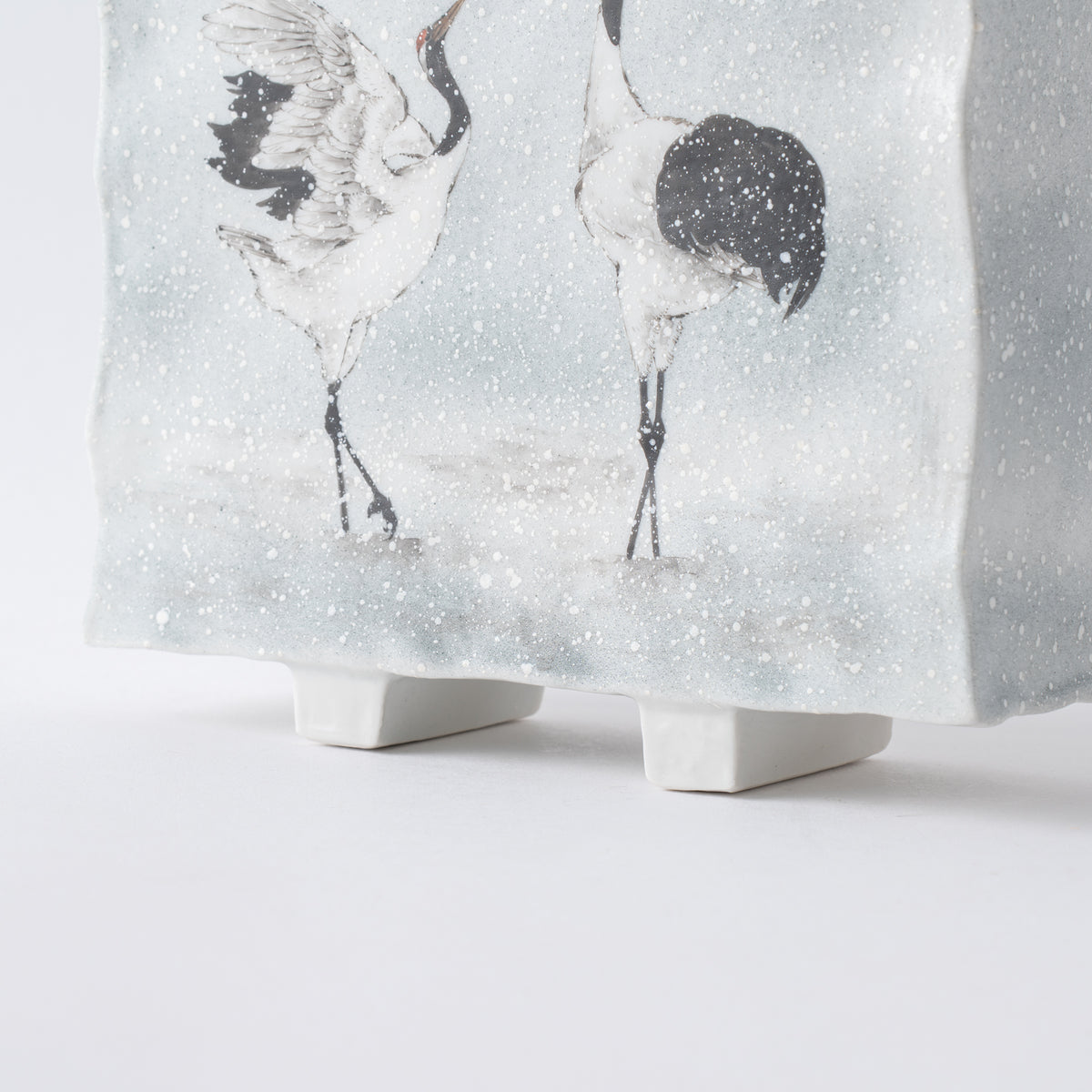 Vase japonais Grues dansant dans la neige
