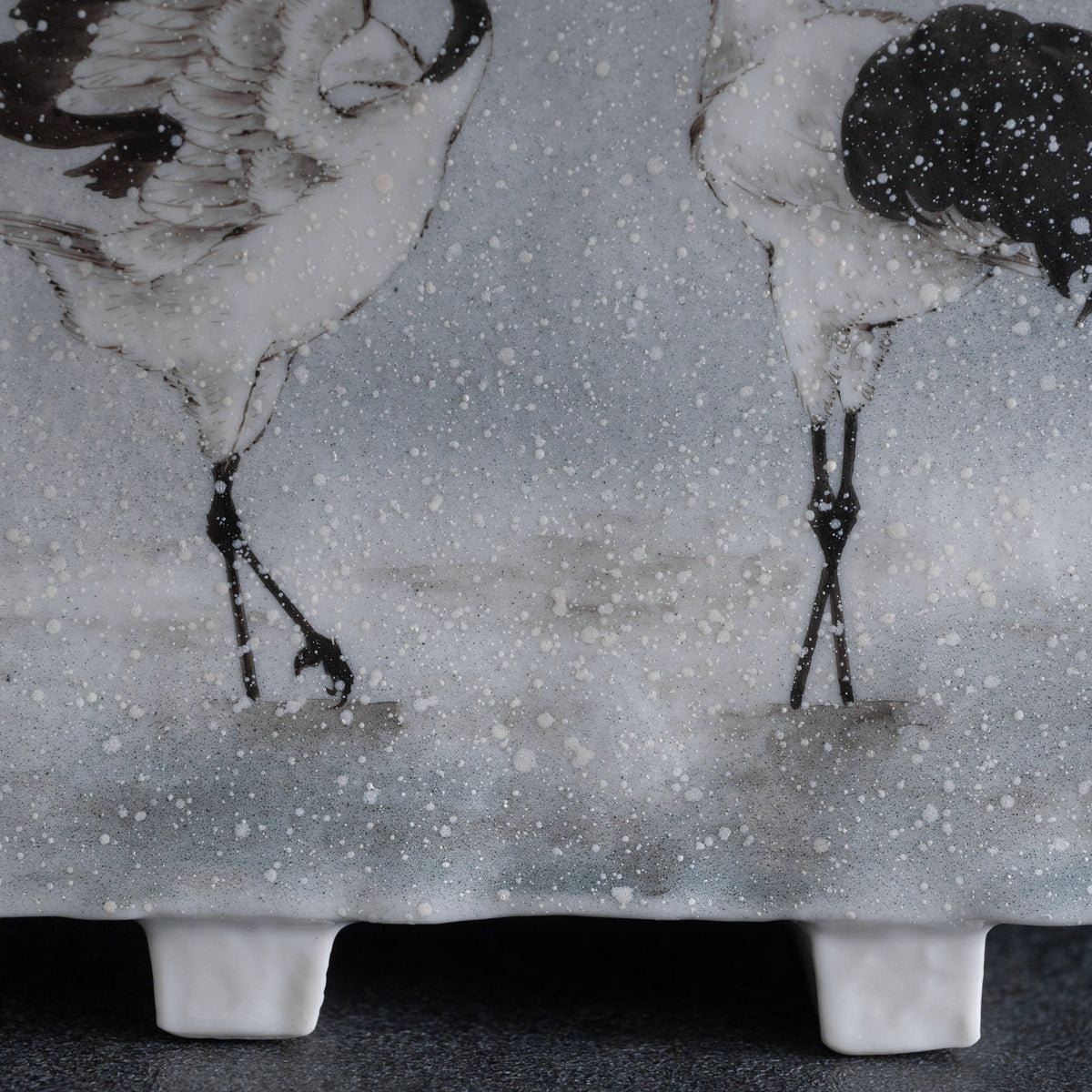 Vase japonais Grues dansant dans la neige