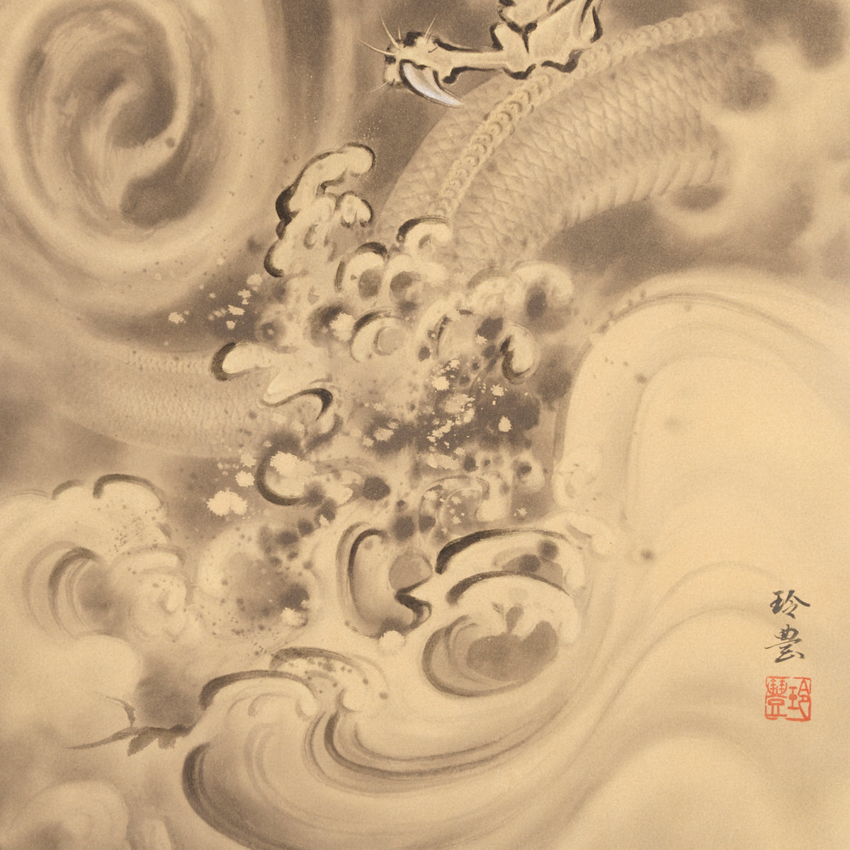 Golden Dragon Kakejiku Hanging Scroll