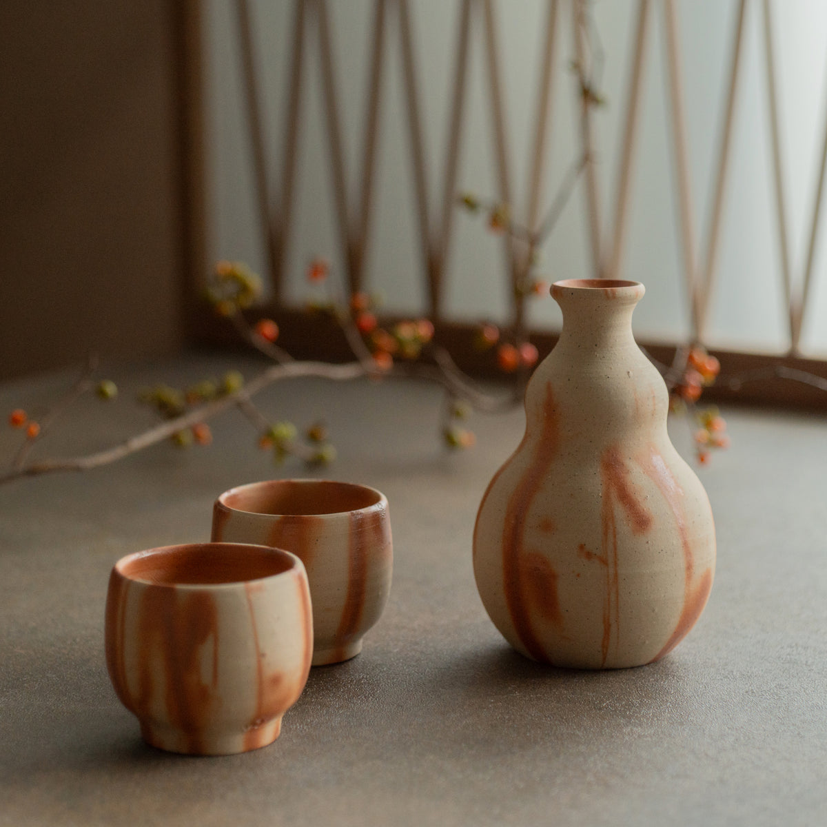 Juego de sake con forma de calabaza Hidasuki