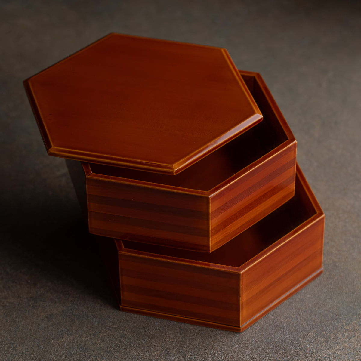 Golden Amber Hexagonal Jubako Bento Box
