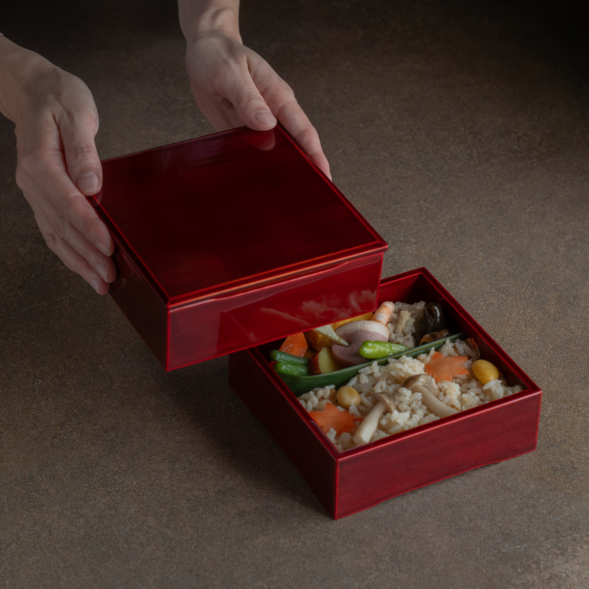 Red Amber Small Jubako Bento Box