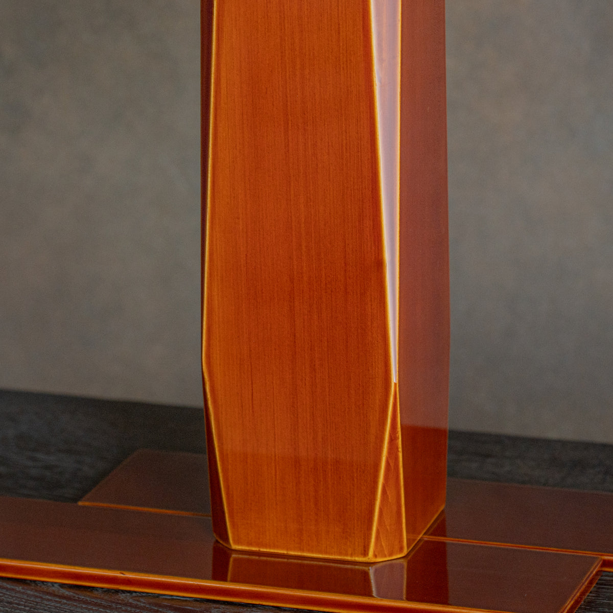 Golden Amber Corner-Cut Flower Vase