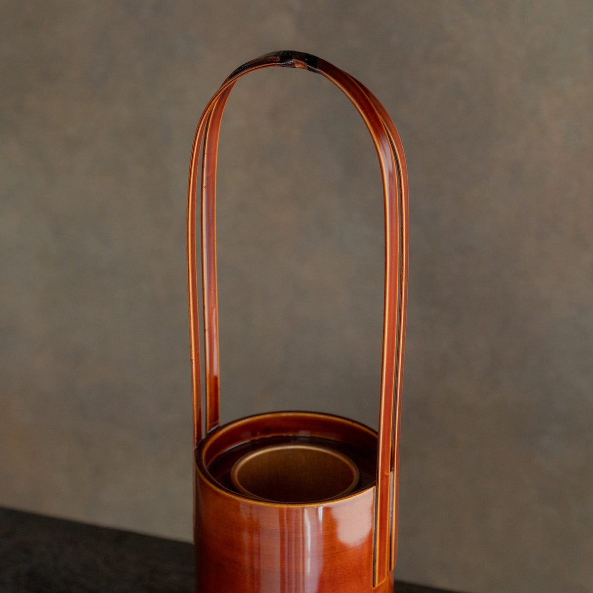 Golden Amber Flower Vase with Handle