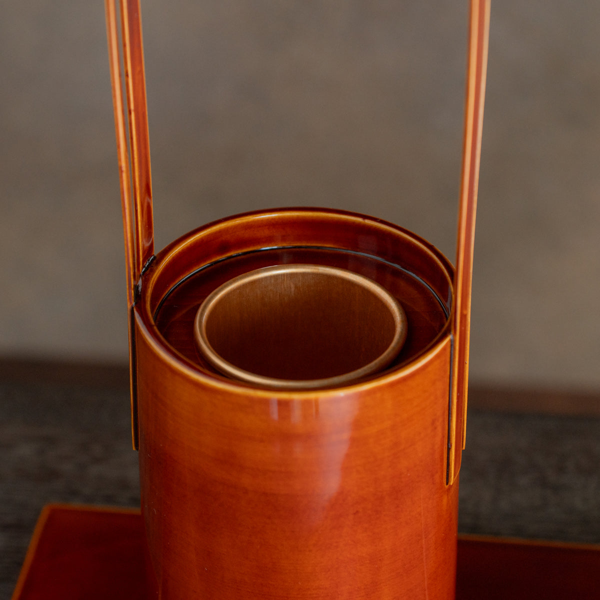 Golden Amber Flower Vase with Handle