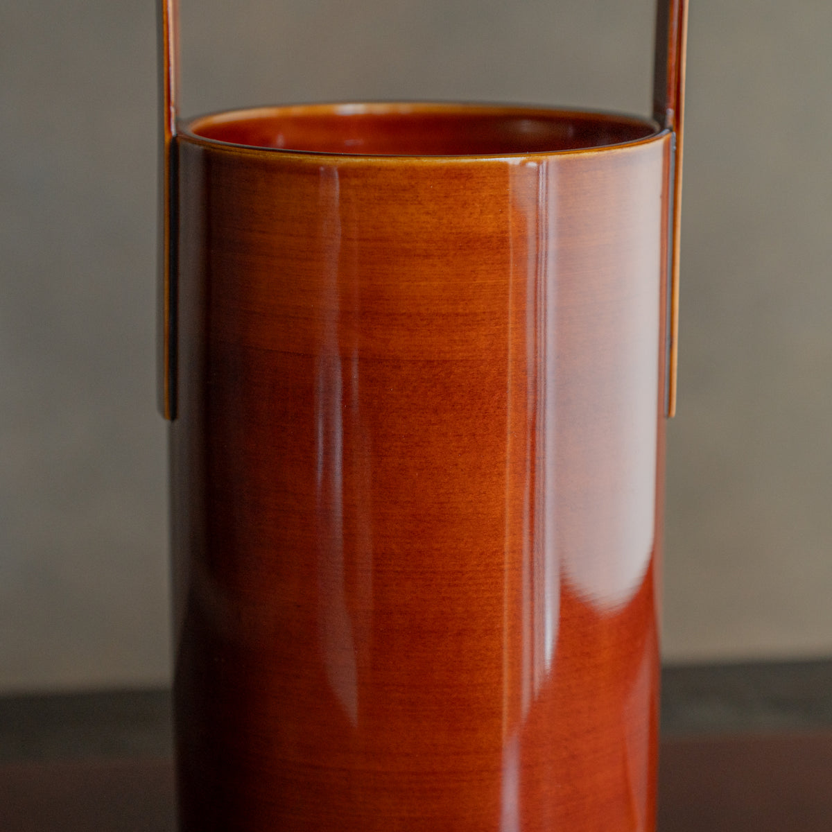 Golden Amber Flower Vase with Handle