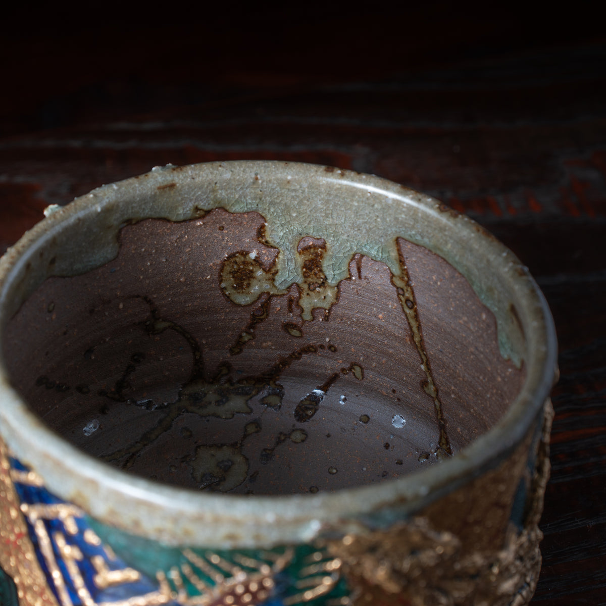 Gold Plum and Textured Glaze Plant Pot