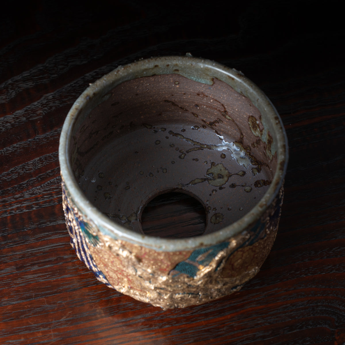 Gold Plum and Textured Glaze Plant Pot