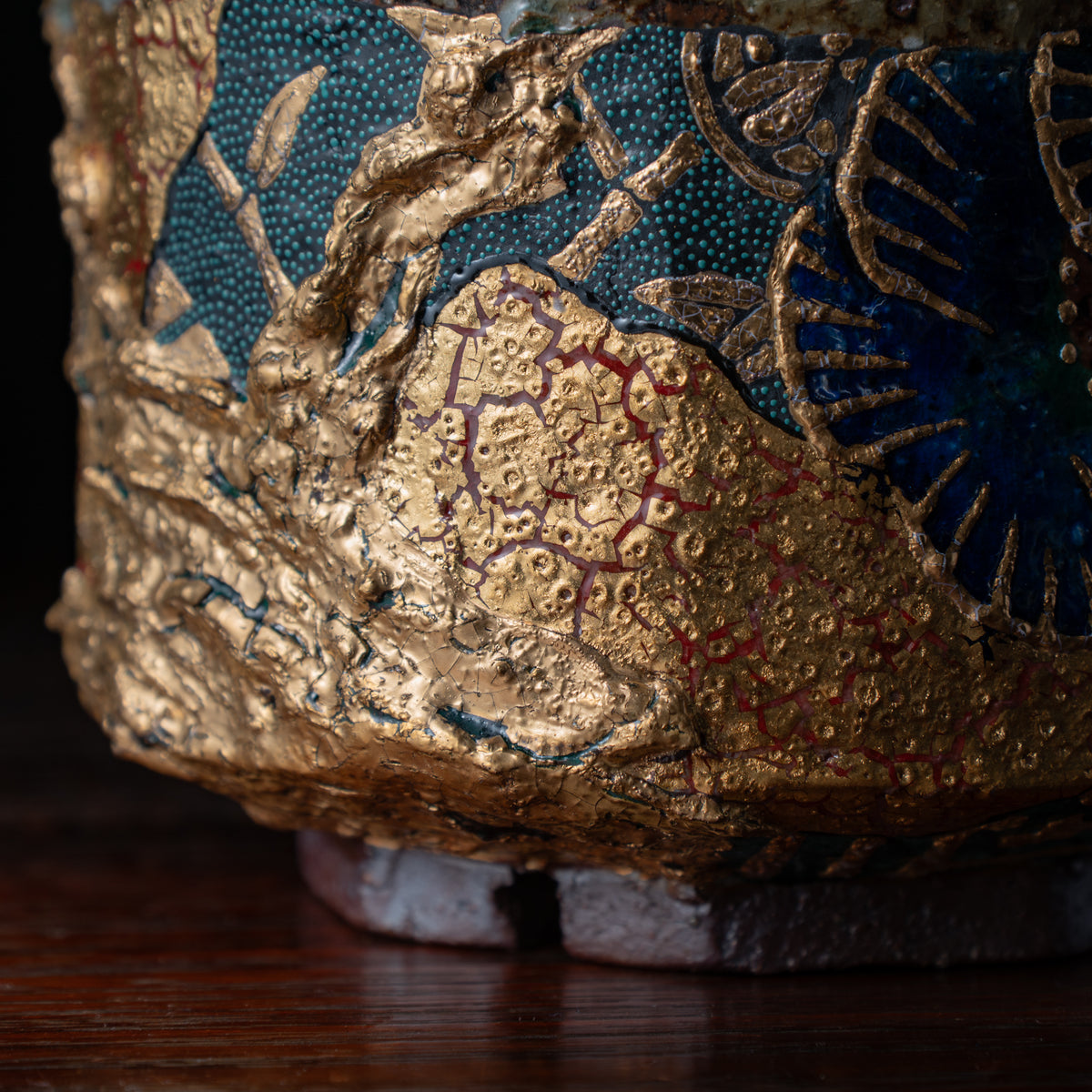 Gold Plum and Textured Glaze Plant Pot