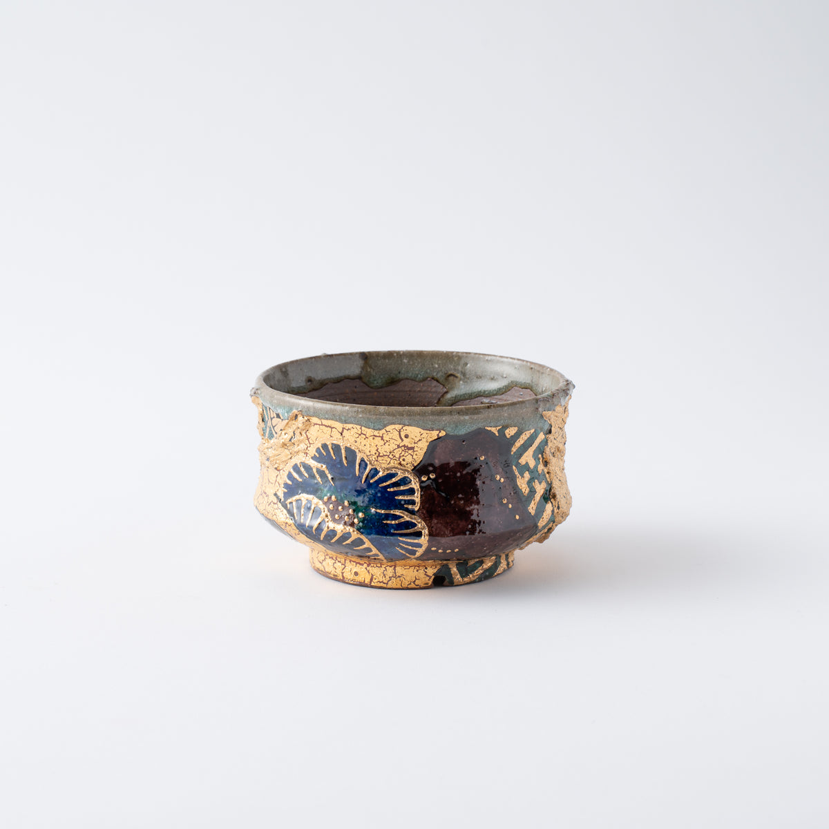 Gold Plum and Seigaiha Flared Plant Pot