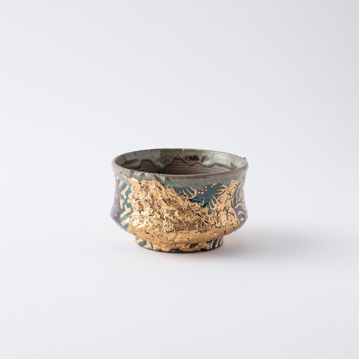 Gold Plum and Seigaiha Flared Plant Pot