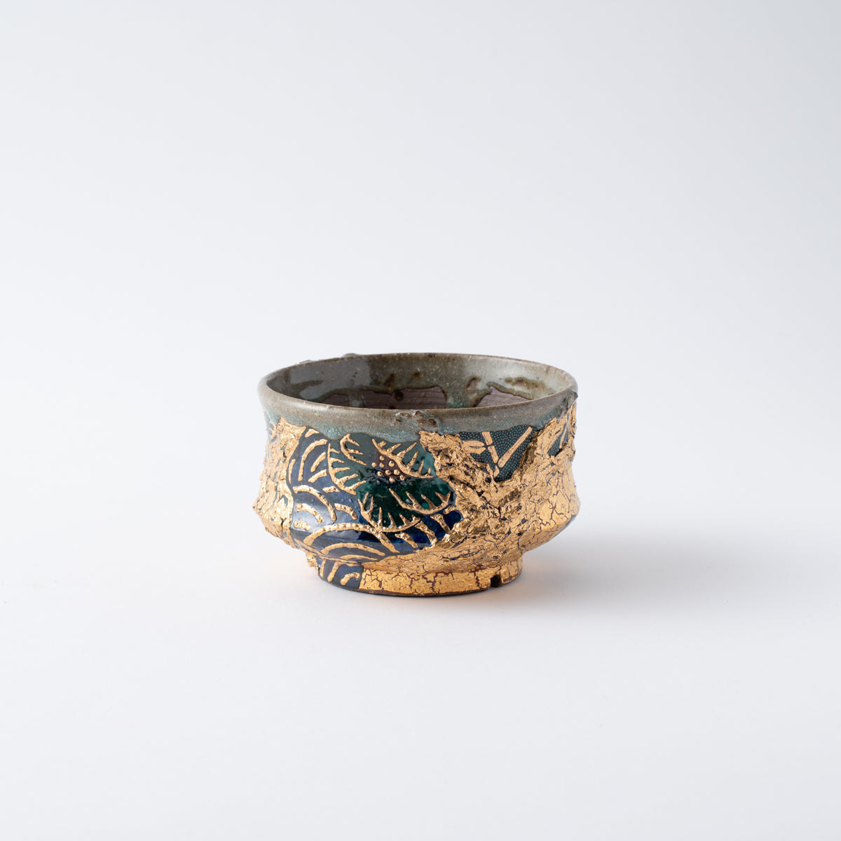 Gold Plum and Seigaiha Flared Plant Pot