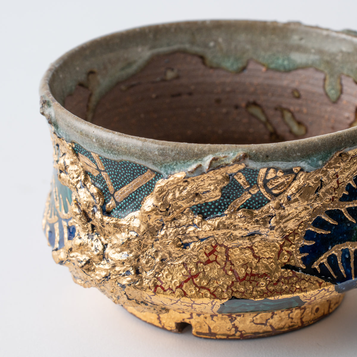 Gold Plum and Seigaiha Flared Plant Pot