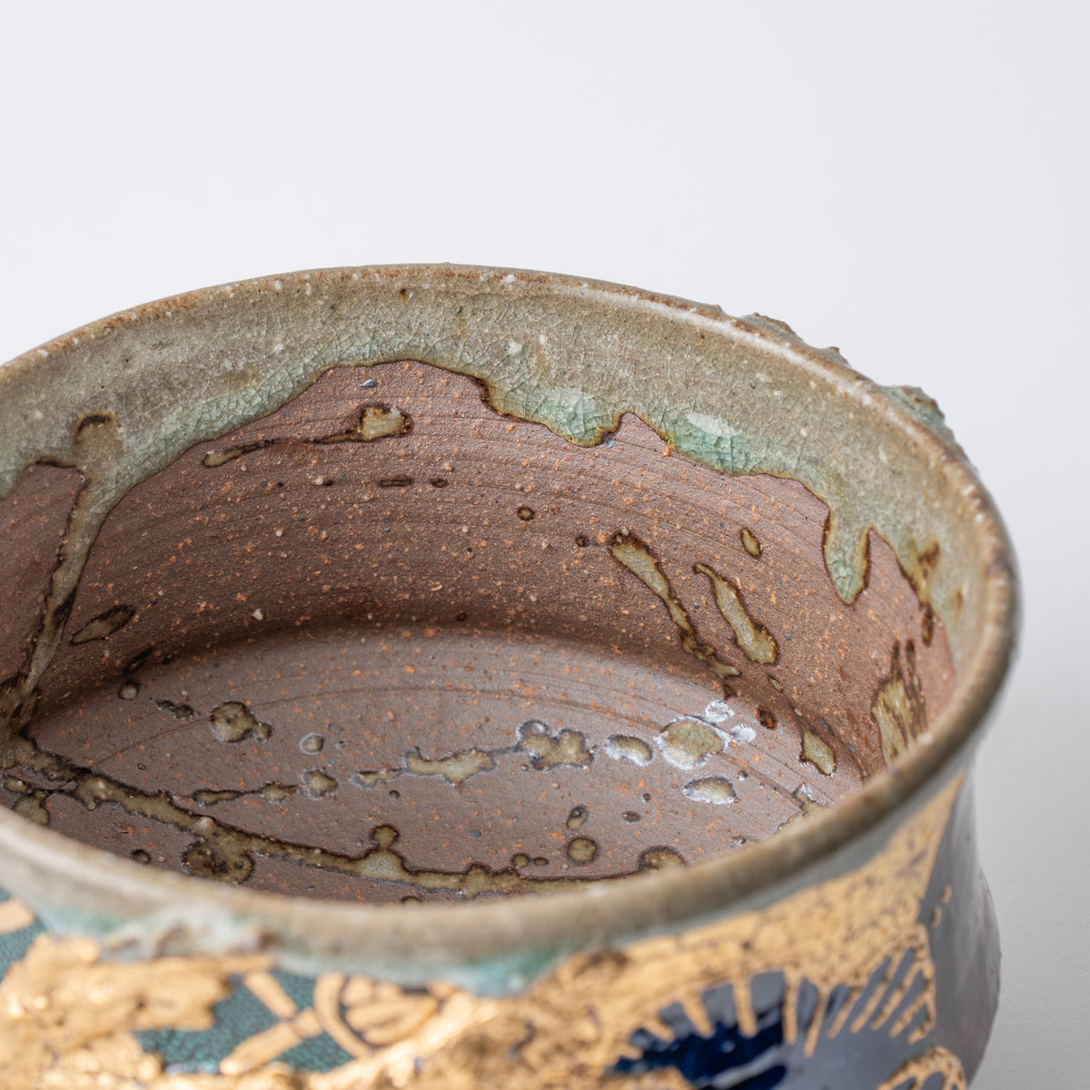 Gold Plum and Seigaiha Flared Plant Pot