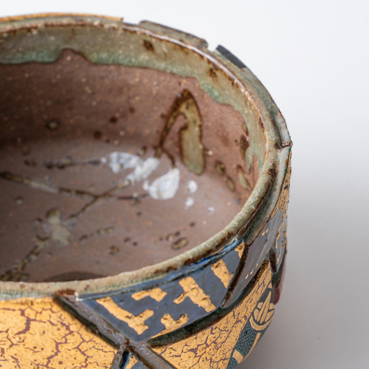 Gold Auspicious Motifs Paneled Plant Pot