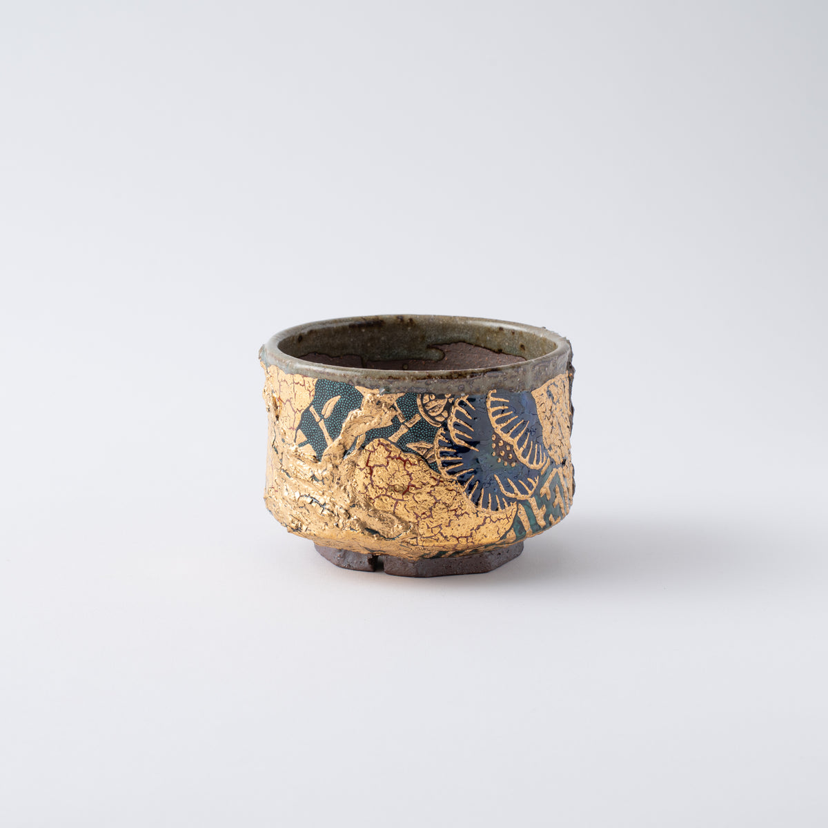 Gold Plum and Textured Glaze Plant Pot
