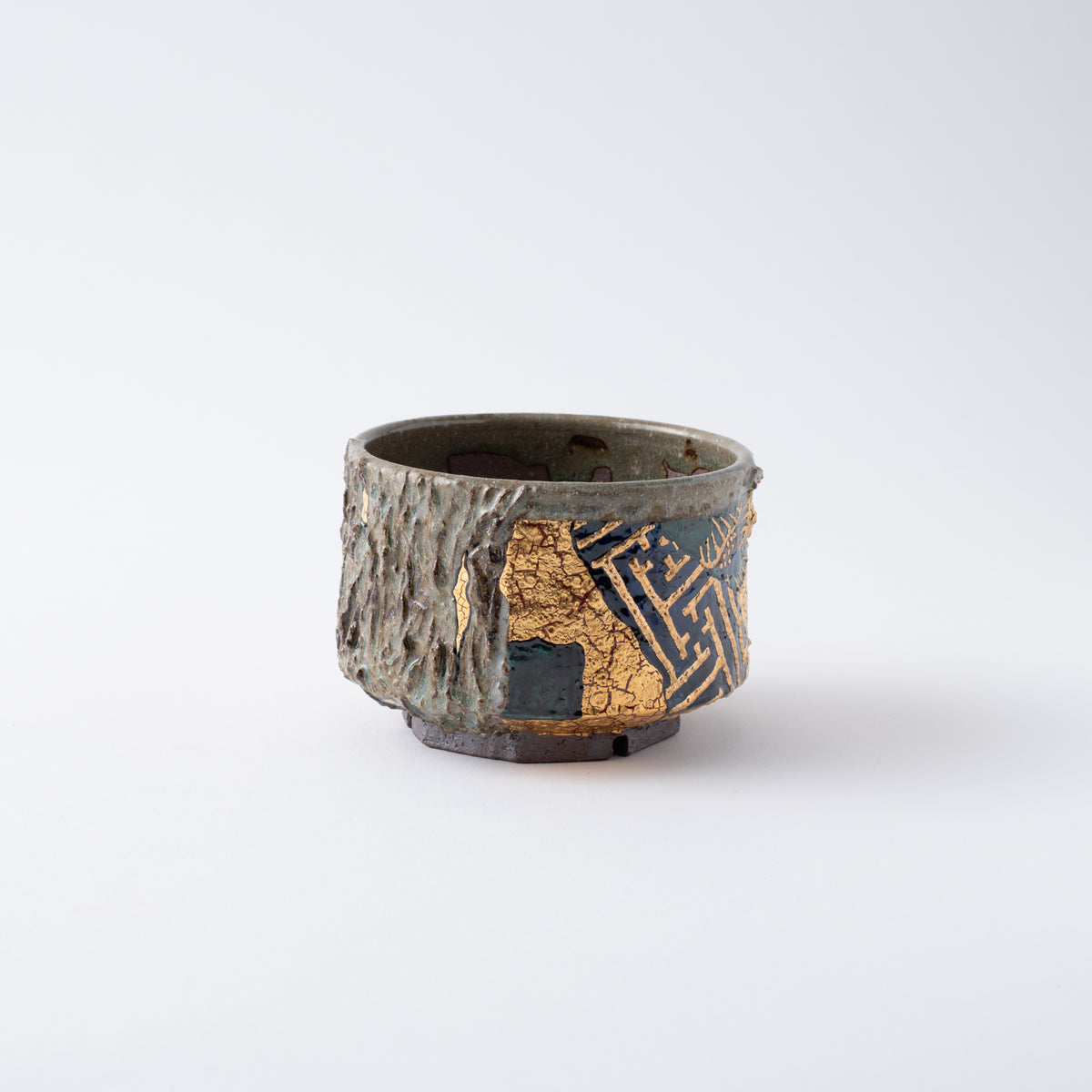Gold Plum and Textured Glaze Plant Pot