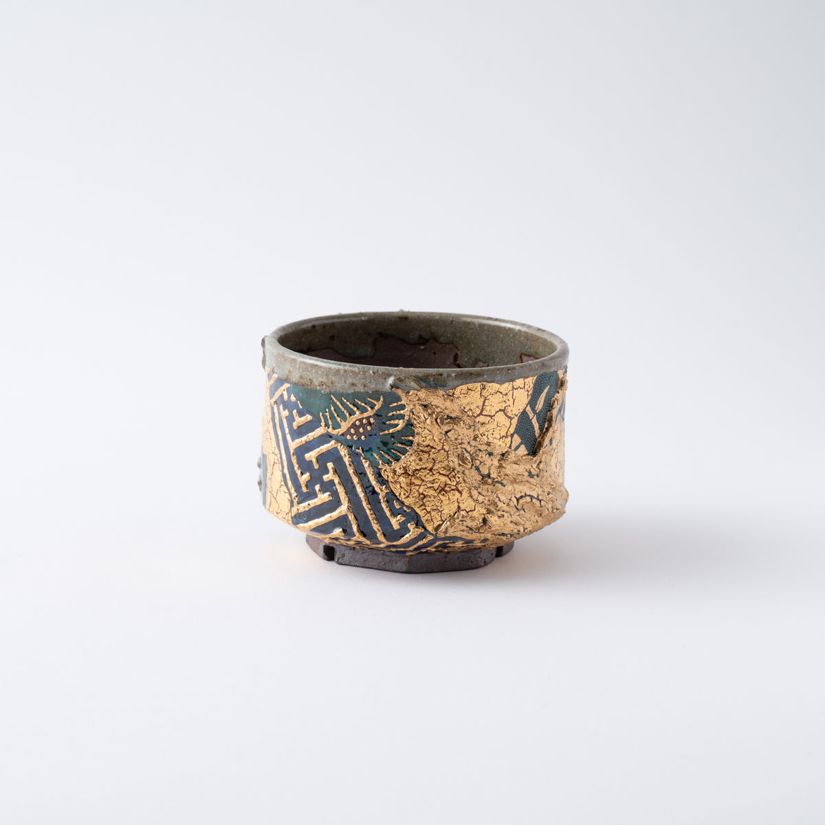 Gold Plum and Textured Glaze Plant Pot