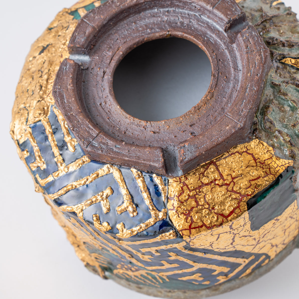 Gold Plum and Textured Glaze Plant Pot