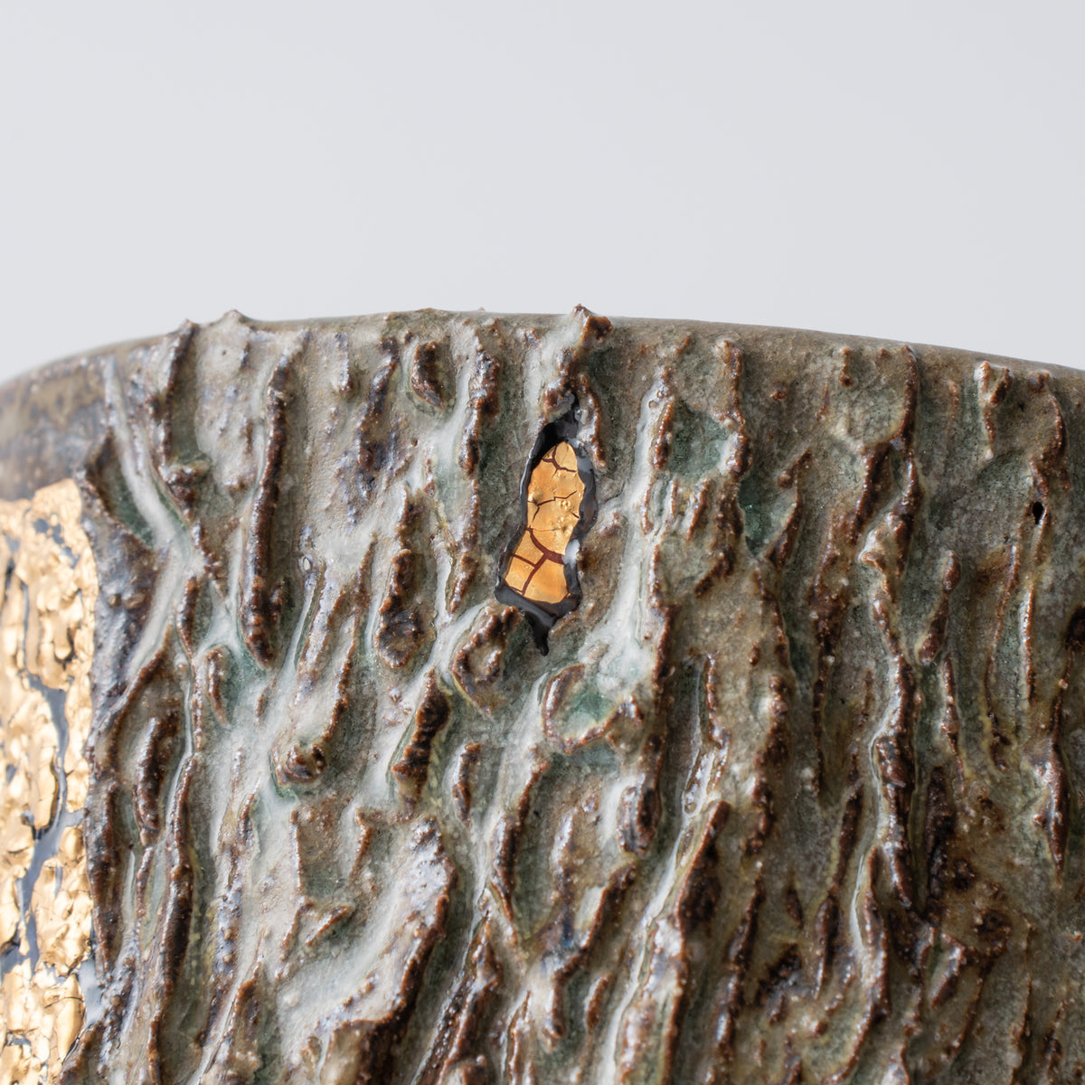 Gold Plum and Textured Glaze Plant Pot