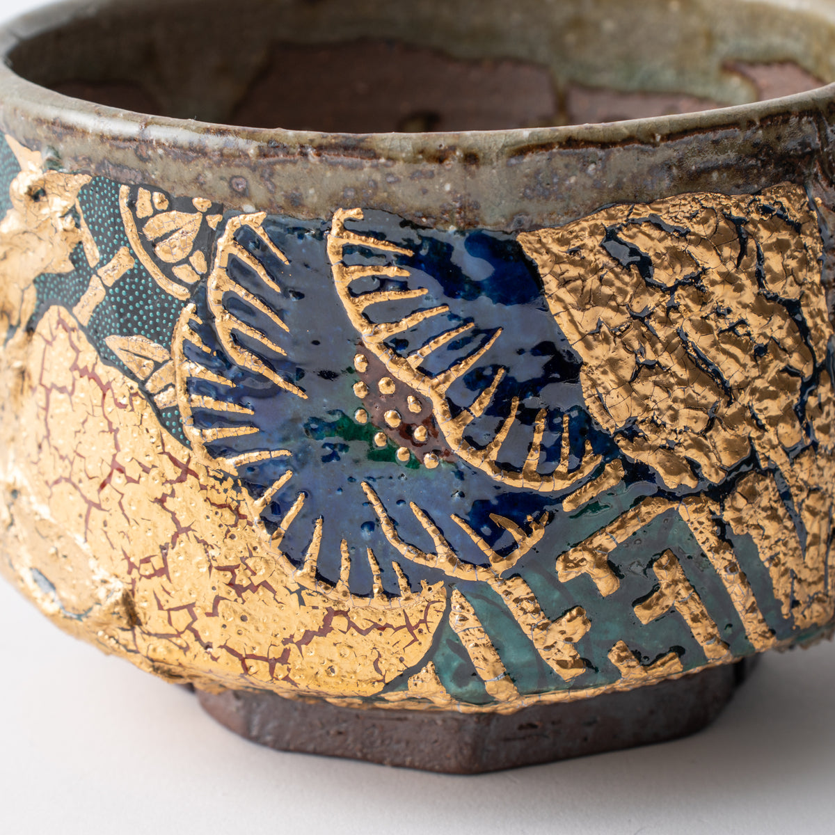 Gold Plum and Textured Glaze Plant Pot
