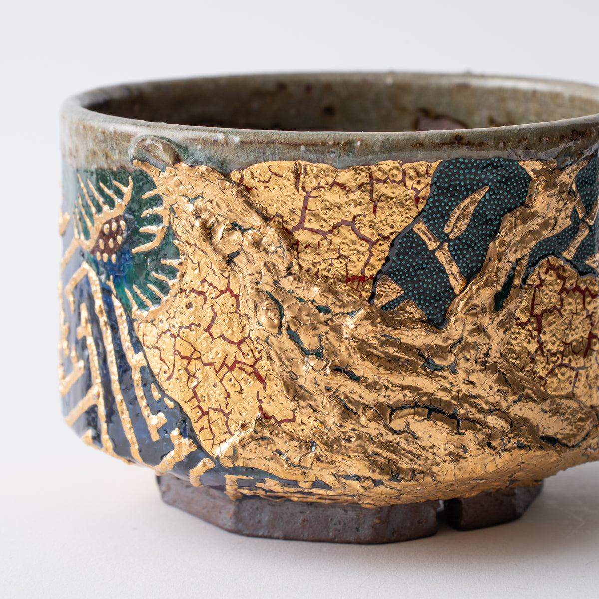 Gold Plum and Textured Glaze Plant Pot