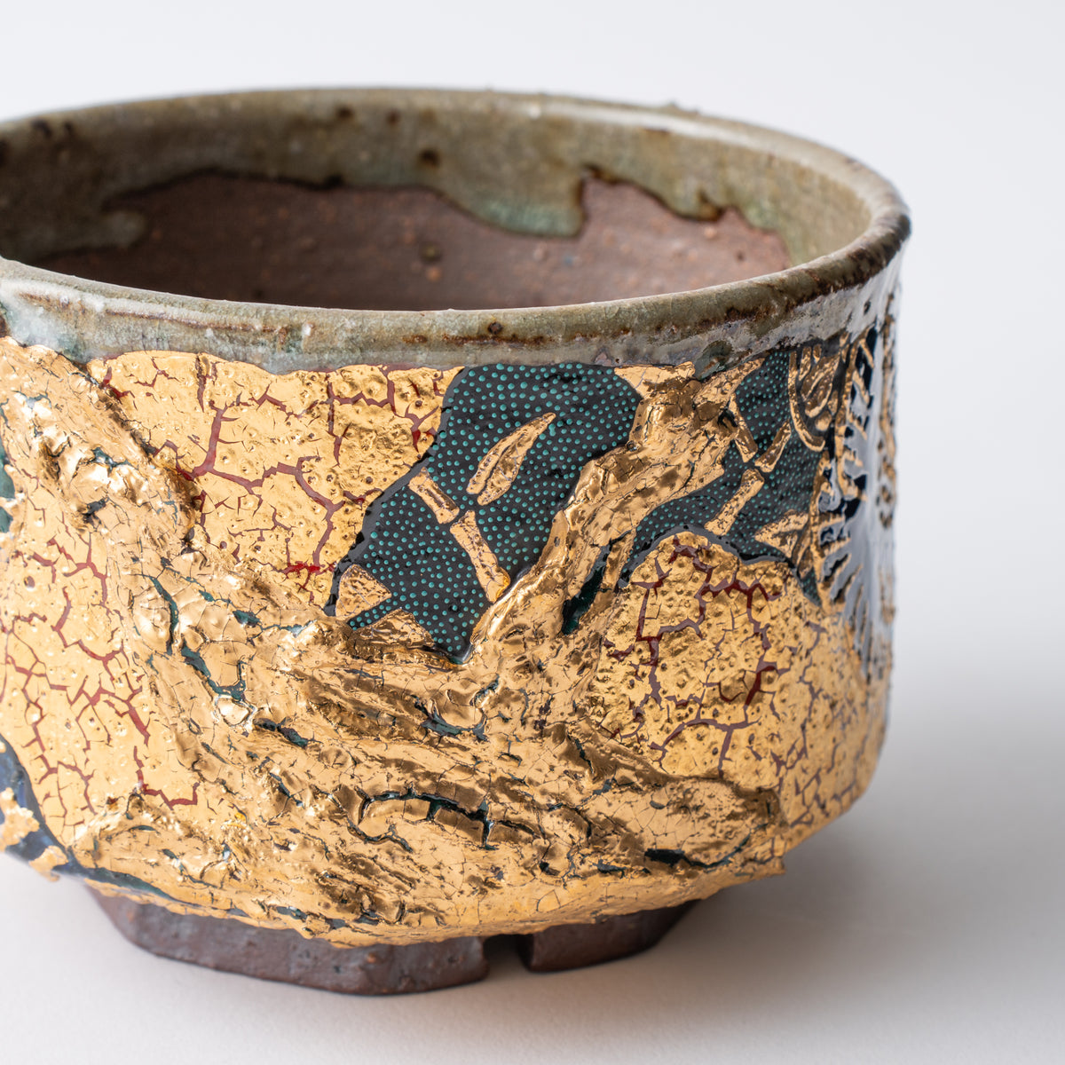 Gold Plum and Textured Glaze Plant Pot