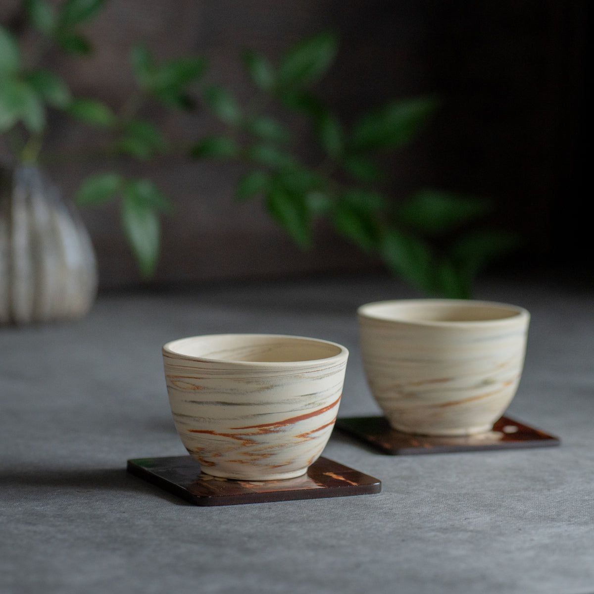 Marble Pattern Japanese Tea Set