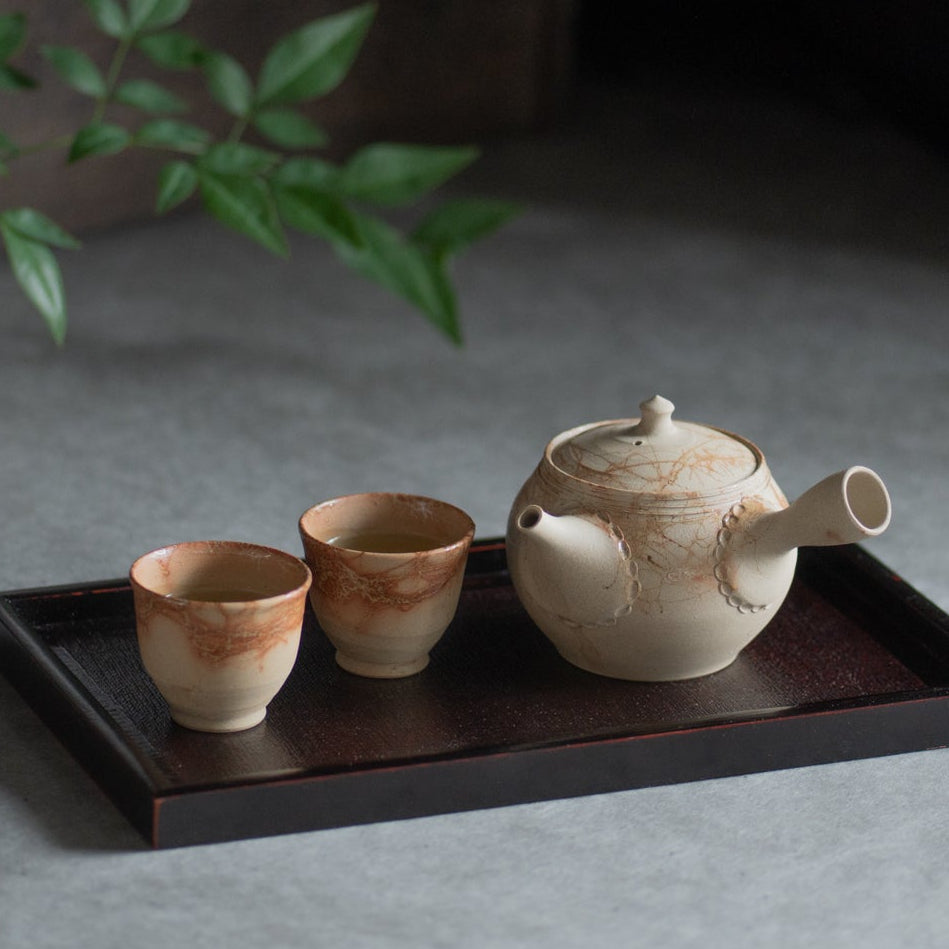 Seaweed Patterned Japanese Tea Set