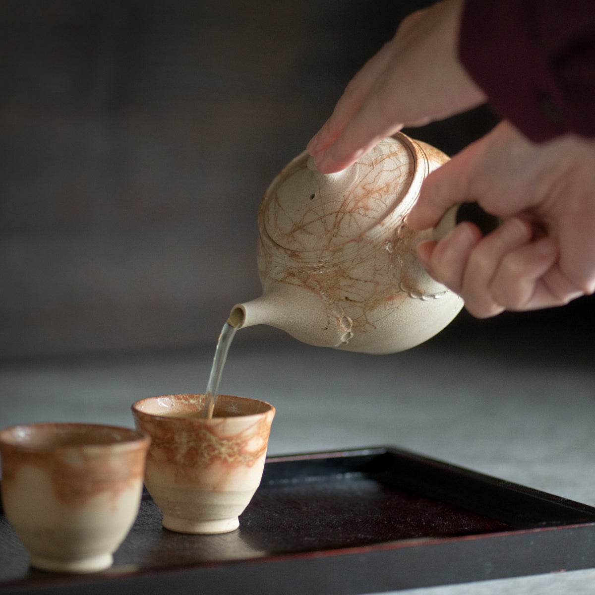 Seaweed Patterned Japanese Tea Set
